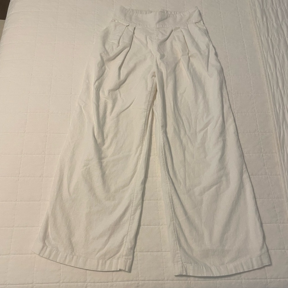 Abercrombie & Fitch, S, short length, Linen-Blend Ultra Wide-Leg Pant, white